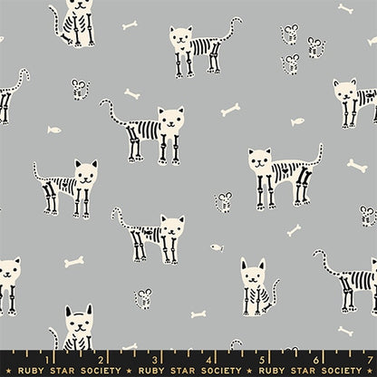 My Pet Skeleton Steel - Boo Valley by Ruby Star Society - Half Yard Fabric (Preorder)