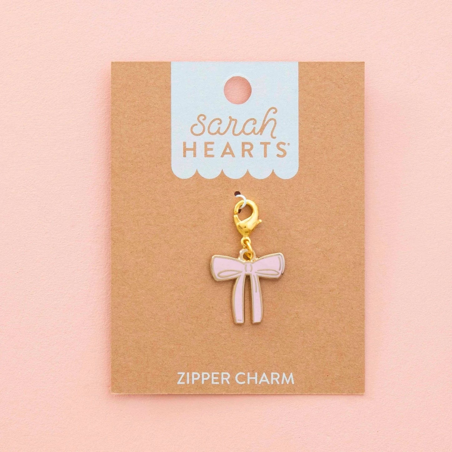 Sarah Hearts - Pink Bow Zipper Charm - ZC09