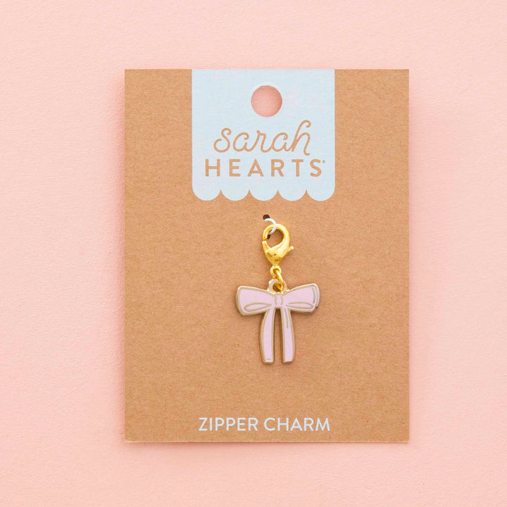 Sarah Hearts - Pink Bow Zipper Charm - ZC09