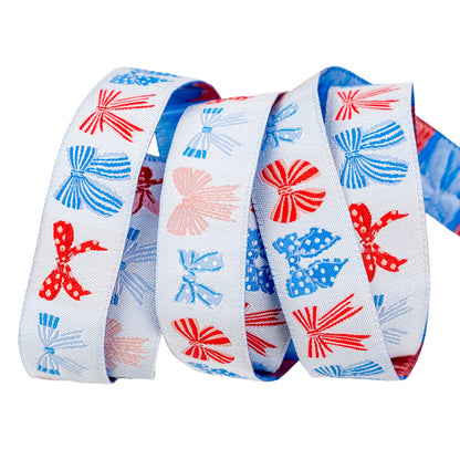 250th Birthday - Festive Bows - 7/8" width - by Renaissance Ribbons - One Yard