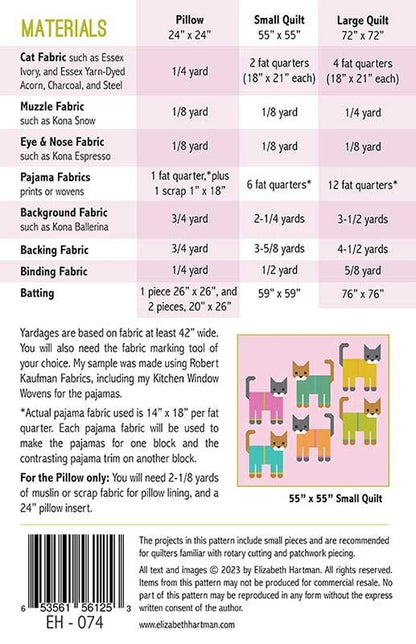 Cats in Pajamas Pattern by Patterns By Elizabeth Hartman (Preorder)