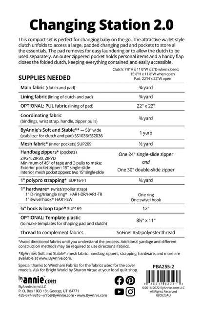 Changing Station 2.0 - Patterns by Annie - Paper Pattern - PBA255-2