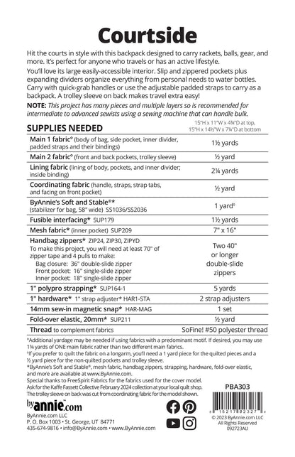 Courtside - Pattern by By Annie - Paper Pattern - PBA303