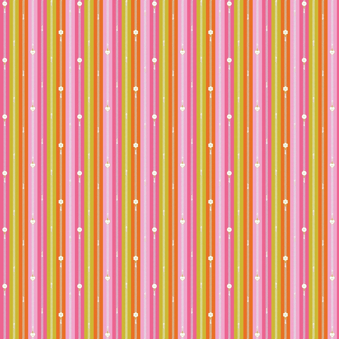 Zippers in Orange quilting fabric, part of the Bits & Bobs fabric collection by Sarah Hearts (SKU: 91267-56)