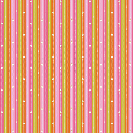 Zippers in Orange quilting fabric, part of the Bits & Bobs fabric collection by Sarah Hearts (SKU: 91267-56)