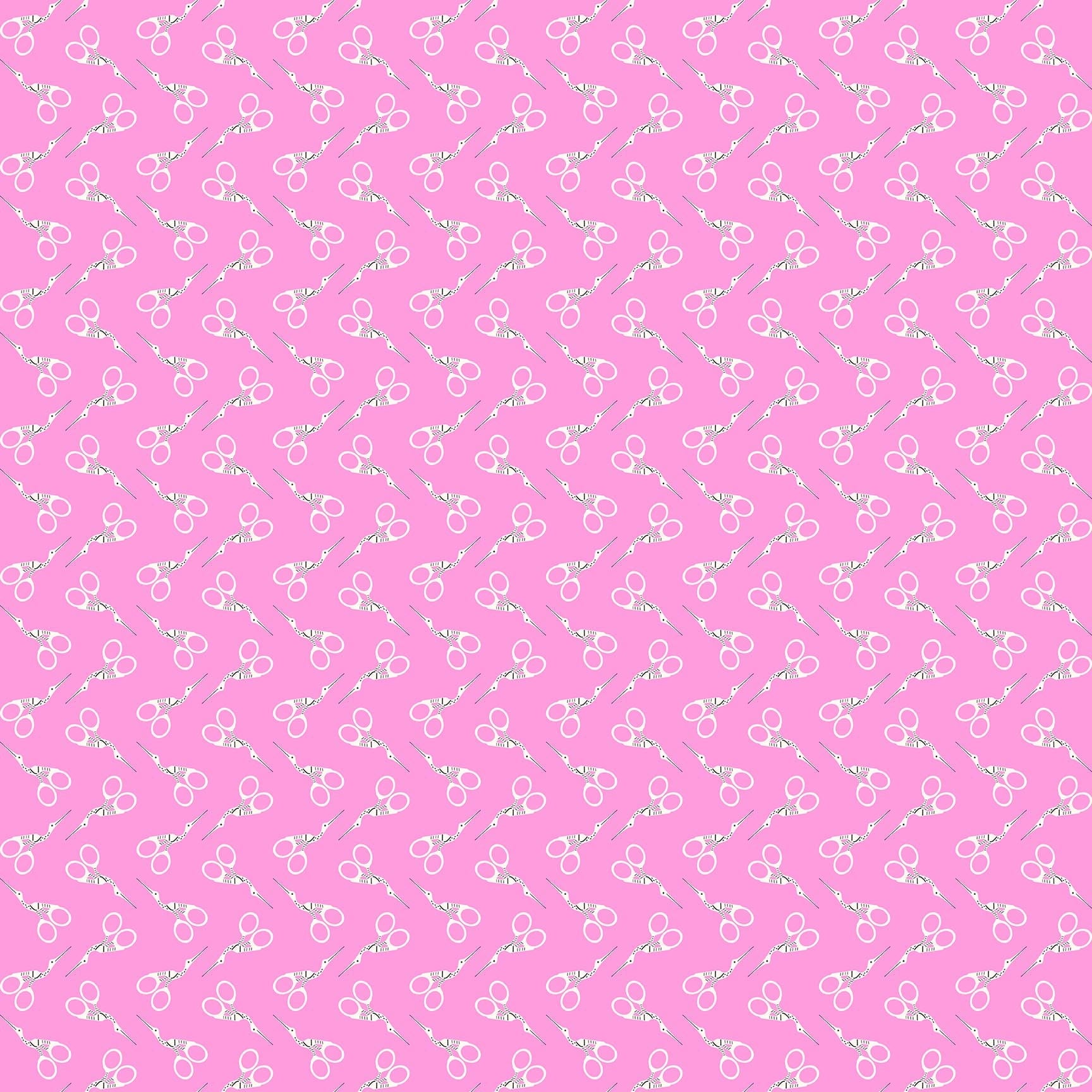 Scissors in Pink quilting fabric, part of the Bits & Bobs fabric collection by Sarah Hearts (SKU: 91270-21)