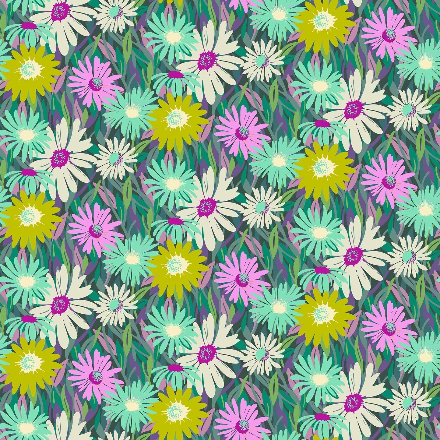 Unchained in Midnight quilting fabric, part of the Daisy Crush fabric collection by Heather Bailey (SKU: 91280-64)