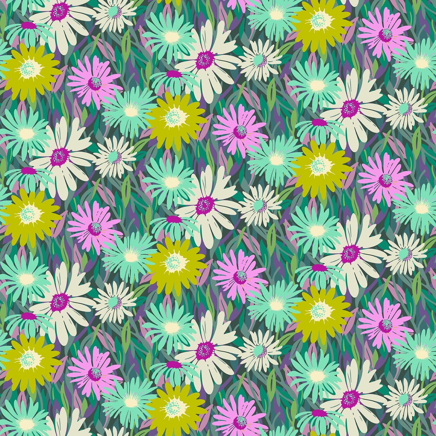 Unchained in Midnight quilting fabric, part of the Daisy Crush fabric collection by Heather Bailey (SKU: 91280-64)
