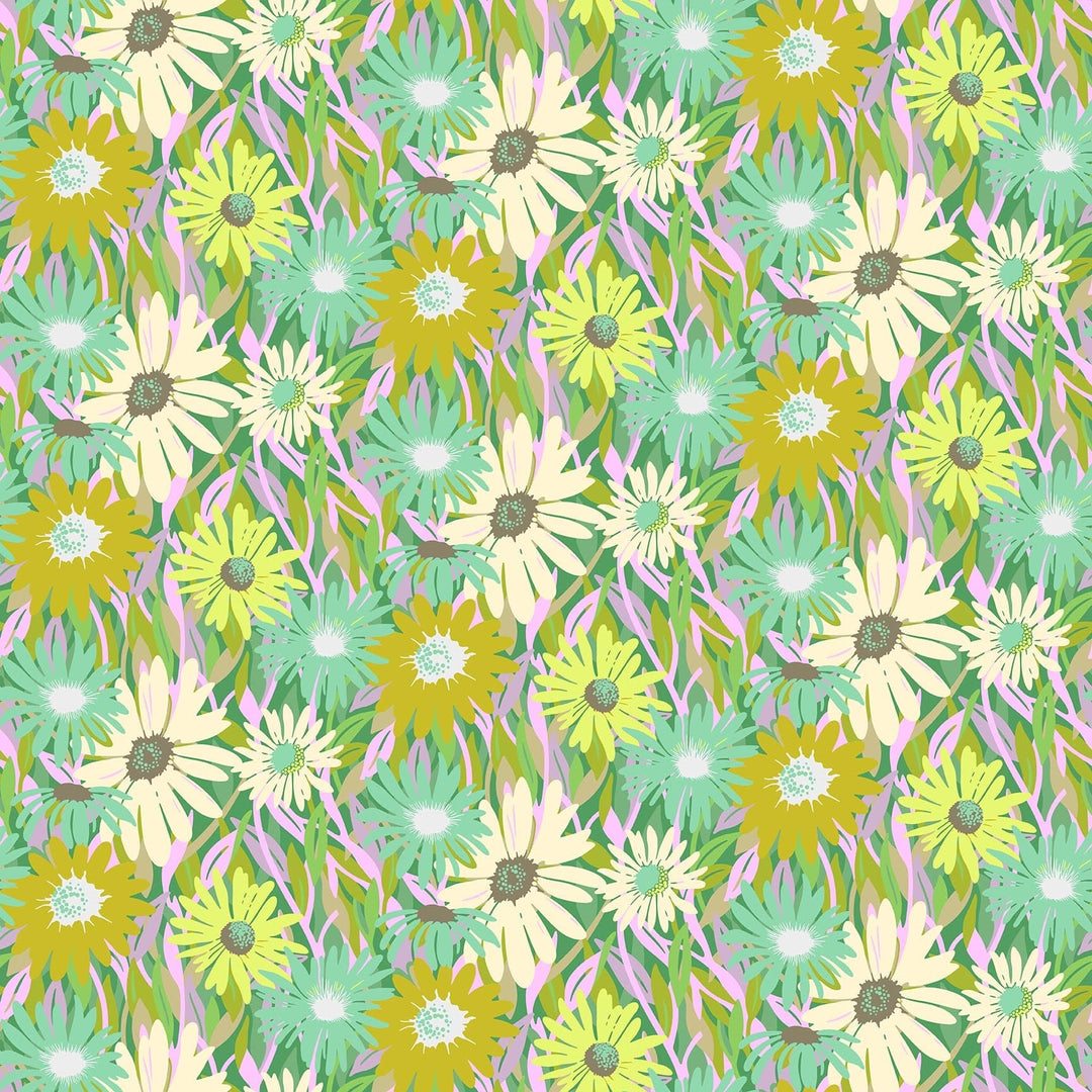 Unchained in Clover quilting fabric, part of the Daisy Crush fabric collection by Heather Bailey (SKU: 91280-70)