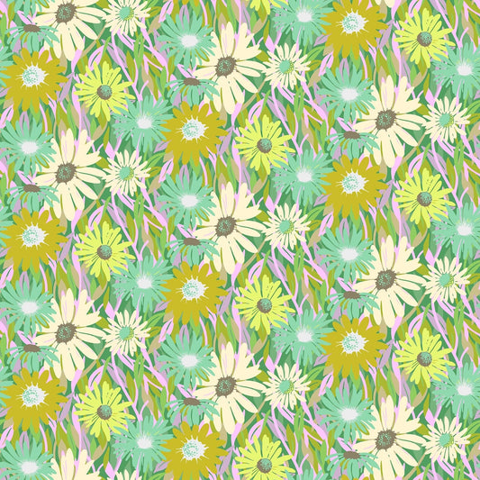 Unchained in Clover quilting fabric, part of the Daisy Crush fabric collection by Heather Bailey (SKU: 91280-70)