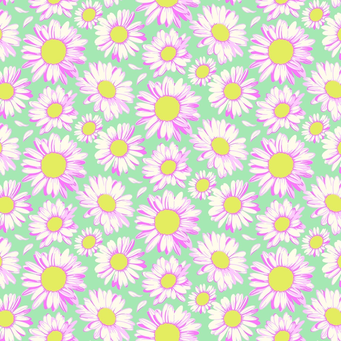 Sunshine Daisies in Sky quilting fabric, part of the Daisy Crush fabric collection by Heather Bailey (SKU: 91281-60)