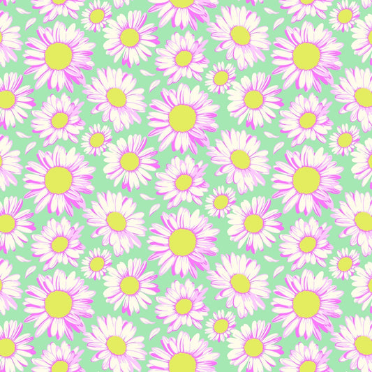 Sunshine Daisies in Sky quilting fabric, part of the Daisy Crush fabric collection by Heather Bailey (SKU: 91281-60)