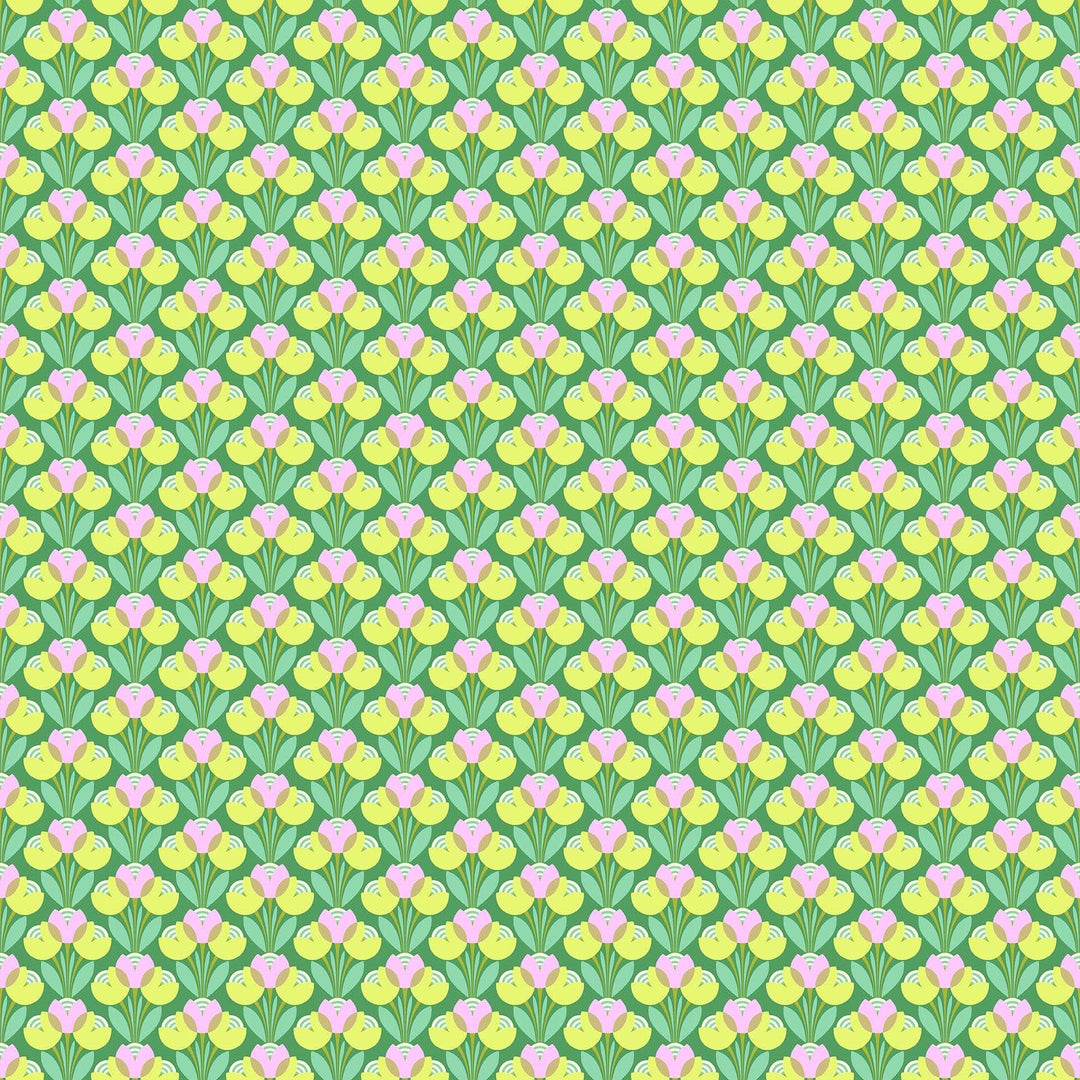 Best Buds in Clover quilting fabric, part of the Daisy Crush fabric collection by Heather Bailey (SKU: 91282-64)