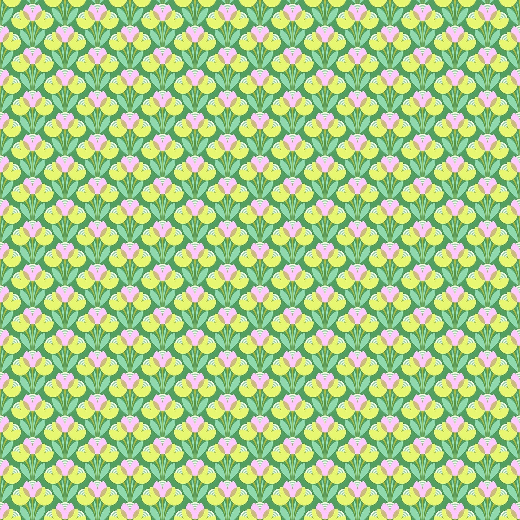 Best Buds in Clover quilting fabric, part of the Daisy Crush fabric collection by Heather Bailey (SKU: 91282-64)