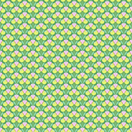 Best Buds in Clover quilting fabric, part of the Daisy Crush fabric collection by Heather Bailey (SKU: 91282-64)