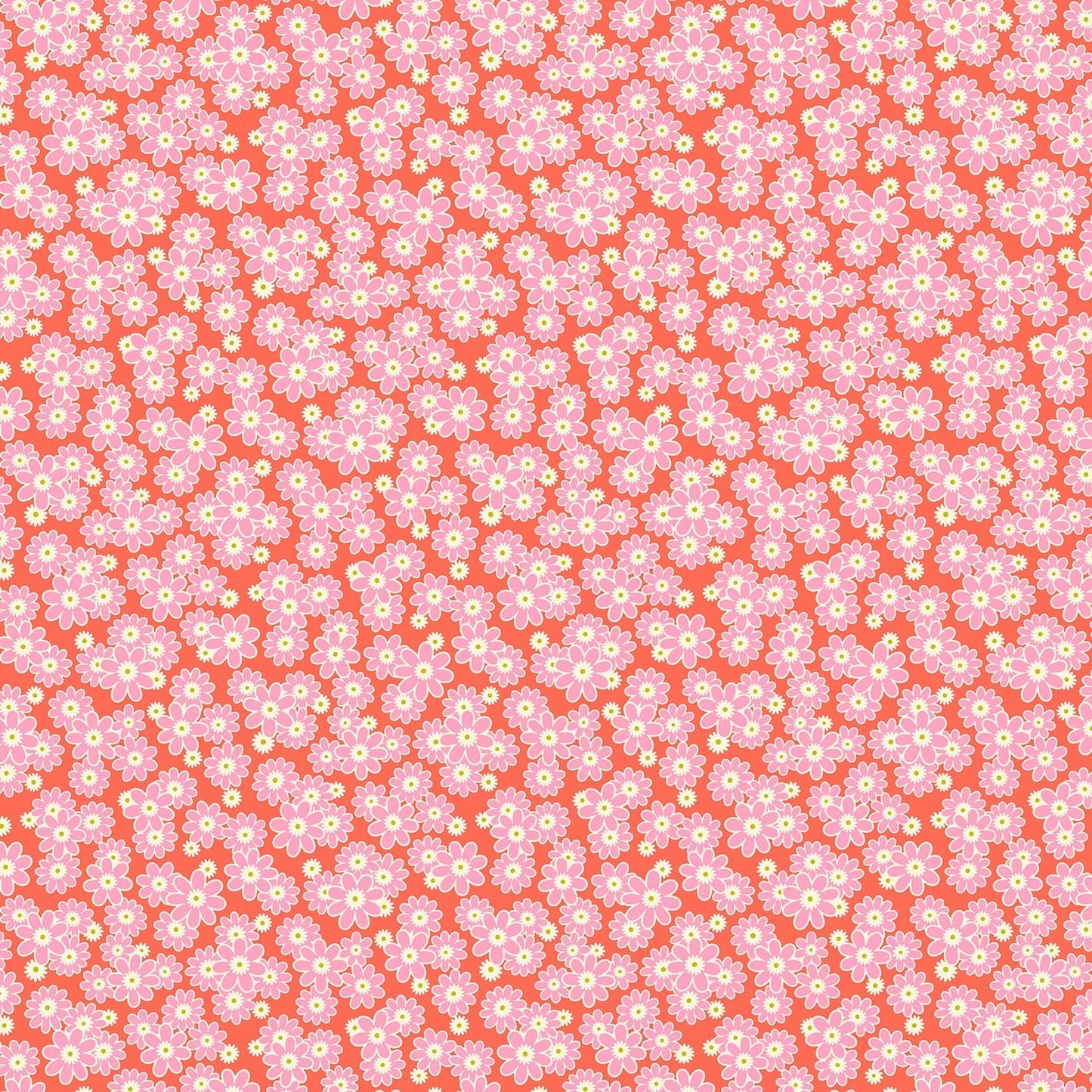 Dear Daisy in Clementine quilting fabric, part of the Daisy Crush fabric collection by Heather Bailey (SKU: 91284-56)