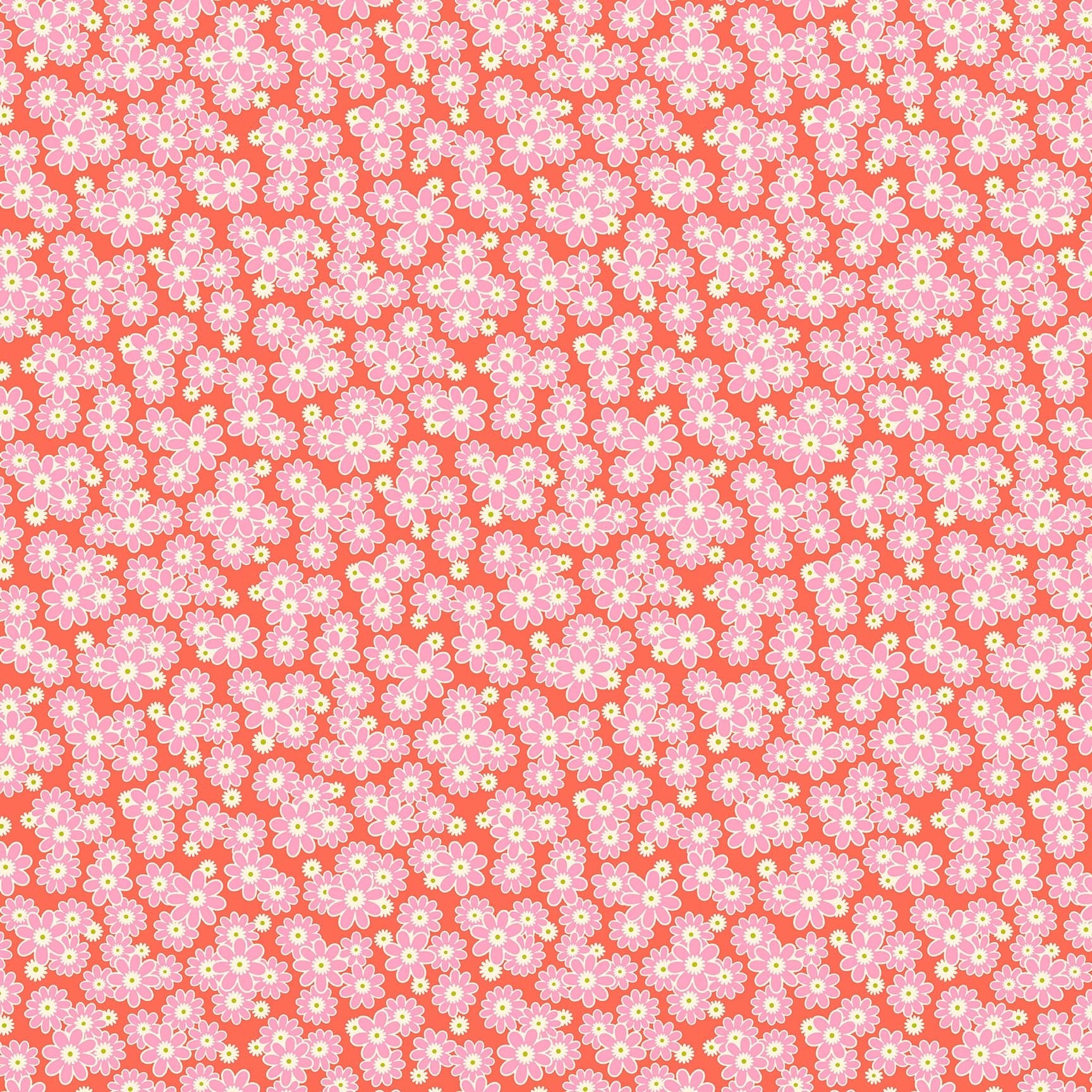 Dear Daisy in Clementine quilting fabric, part of the Daisy Crush fabric collection by Heather Bailey (SKU: 91284-56)