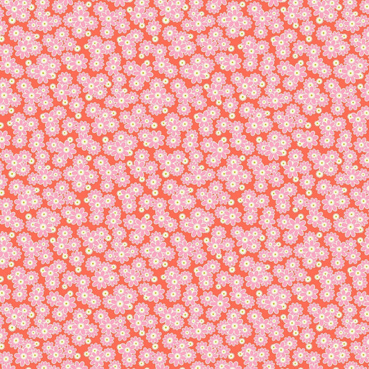 Dear Daisy in Clementine quilting fabric, part of the Daisy Crush fabric collection by Heather Bailey (SKU: 91284-56)