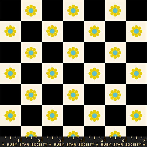 Daisy Days - Flower Checks Black - by Ruby Star Society (Preorder)