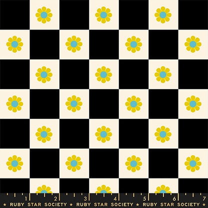 Daisy Days - Flower Checks Black - by Ruby Star Society (Preorder)