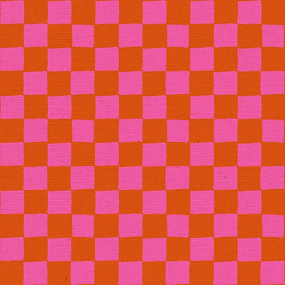 Moda's bright orange and hot pink checkerboard, a playful Daisy Days by Ruby Star Society's Alexia Abegg quilting fabric.