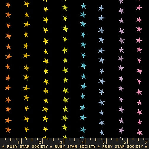 Daisy Days - Starry Stripe Multi On Black - by Ruby Star Society (Preorder)