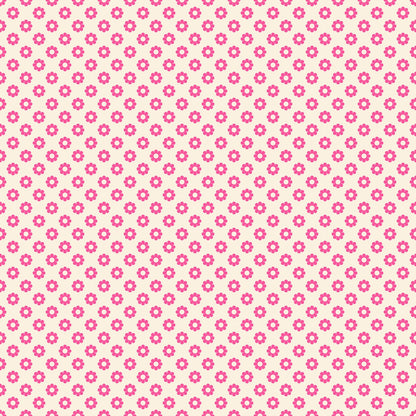 Moda's small neon pink flowers with white centers on cream Daisy Days by Ruby Star Society's Alexia Abegg cotton quilting fabric.