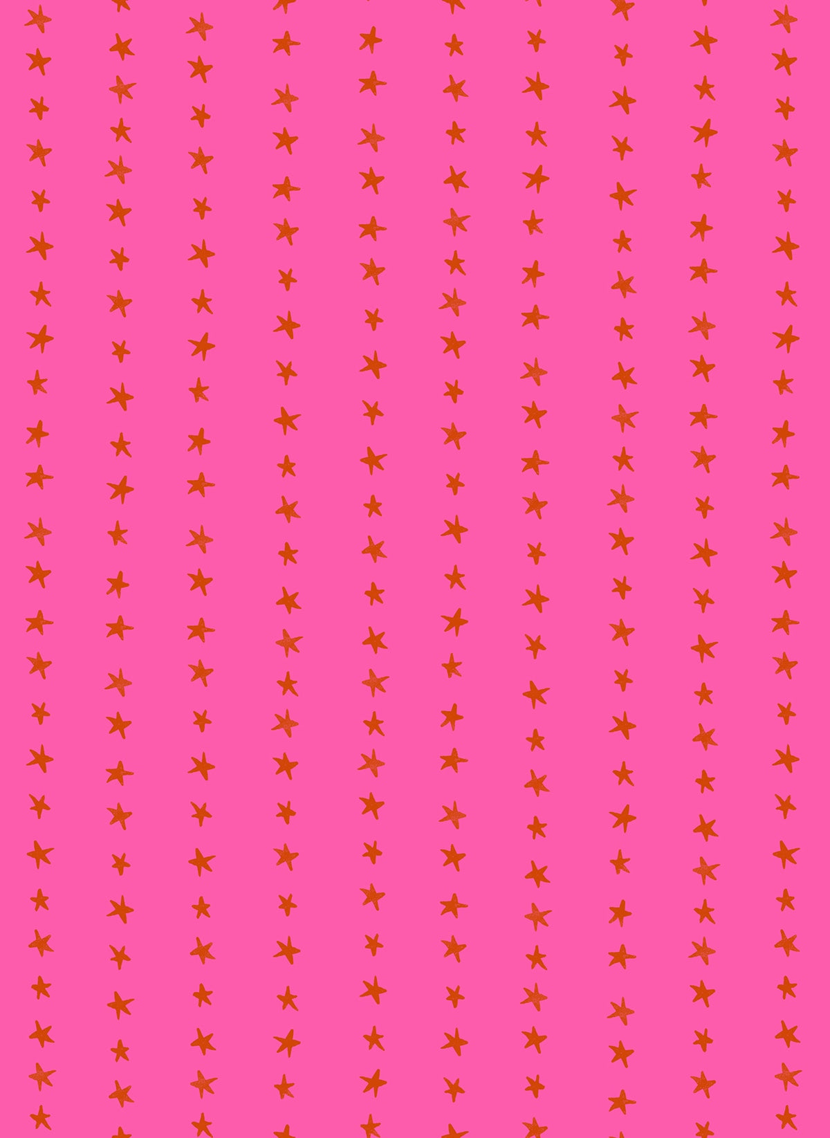Moda's playful small hand-drawn orange stars on bright pink Daisy Days by Ruby Star Society's Alexia Abegg cotton quilting fabric.