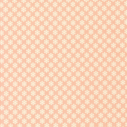 Moda's December Darling by My Sew Quilty Life cotton quilting fabric with scattered cream snowflakes and stars on cotton candy pink for winter.