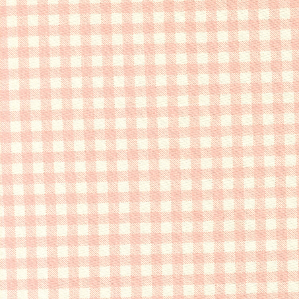 Moda's December Darling cotton candy pink gingham checks by My Sew Quilty Life. Small pink and cream cotton quilting fabric.