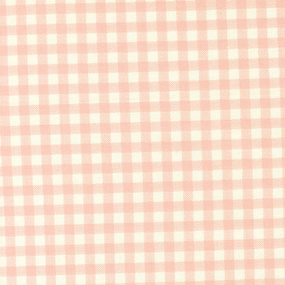 Moda's December Darling cotton candy pink gingham checks by My Sew Quilty Life. Small pink and cream cotton quilting fabric.