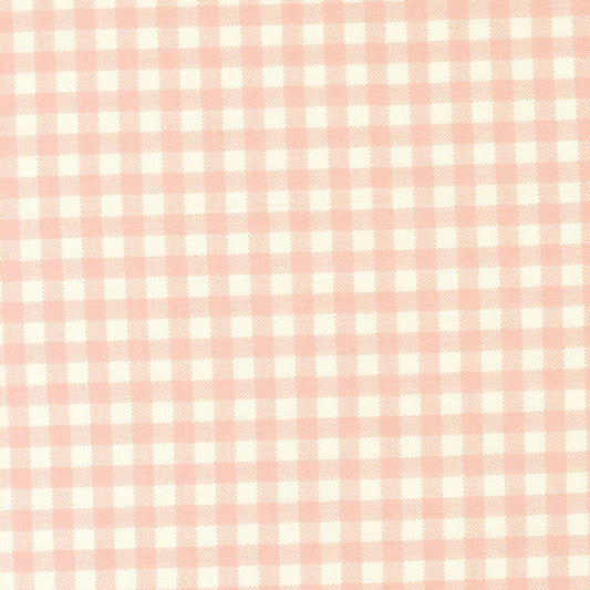 Moda's December Darling cotton candy pink gingham checks by My Sew Quilty Life. Small pink and cream cotton quilting fabric.
