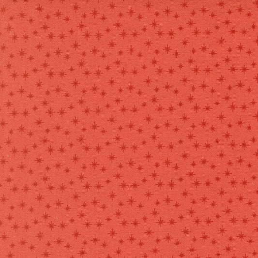 Rose starbursts on coral cotton quilting fabric from Moda's December Darling by My Sew Quilty Life.