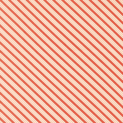 Moda's rose and pale peach diagonal stripes cotton quilting fabric from December Darling by My Sew Quilty Life.