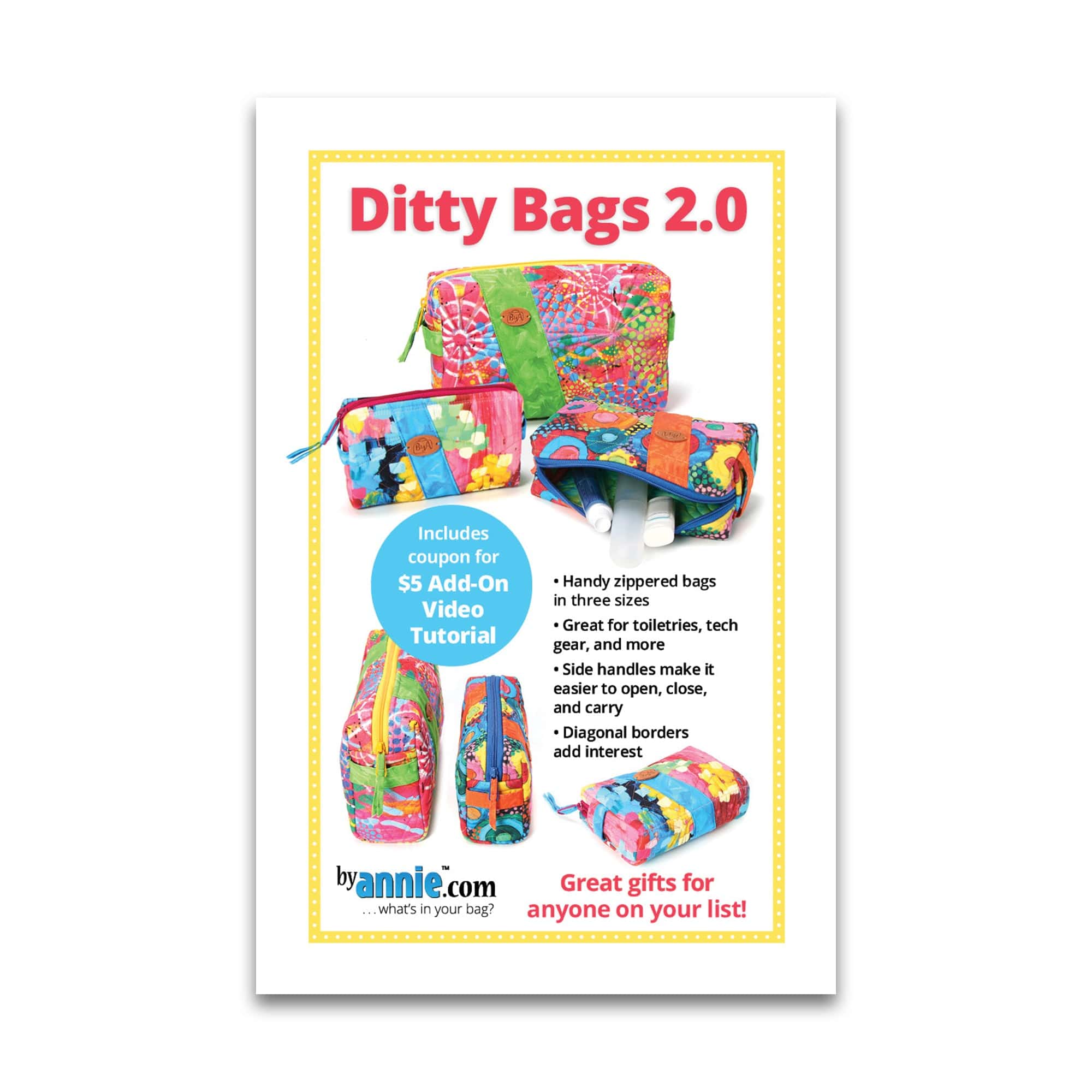 Ditty Bags 2.0 - Patterns by Annie - Paper Pattern - PBA188-2 – Pink ...