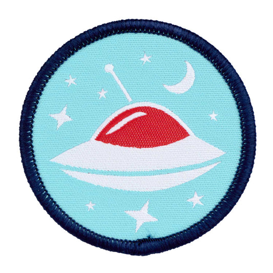 3, 2, 1... Blastoff - UFO Badge - 51x51mm - Iron-on Applique Patch