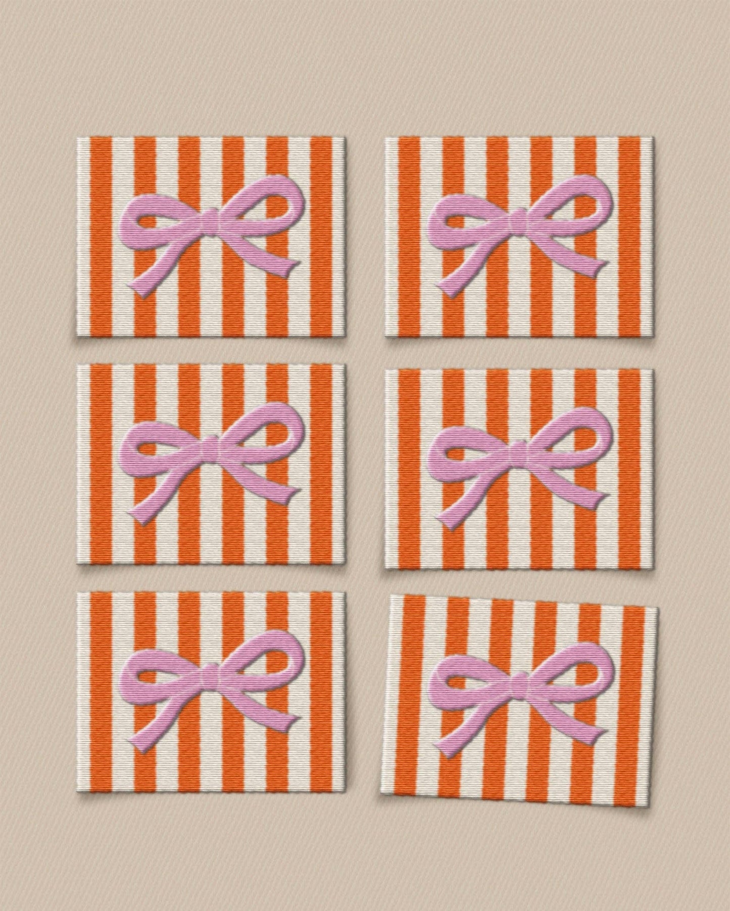 Pink Bow Large Garment Labels: Set of 6