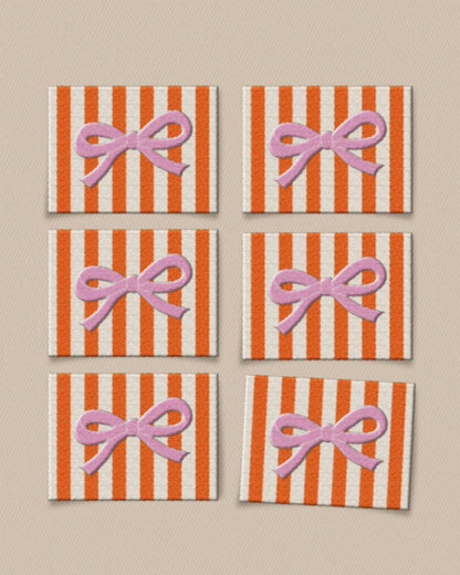 Pink Bow Large Garment Labels: Set of 6