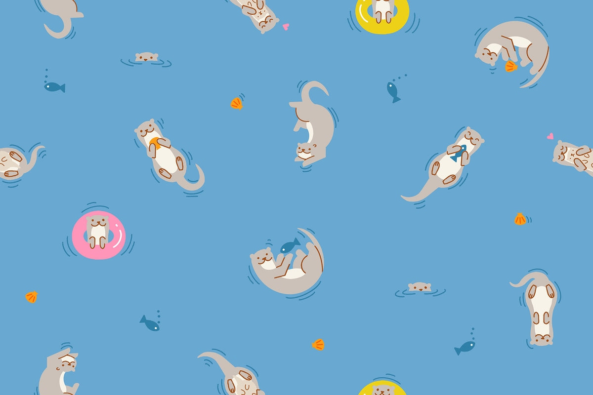 Moda's playful otters, fish, and seashells on otterly ripple blue Float by Ruby Star Society's Rashida Coleman Hale nautical cotton quilting fabric.