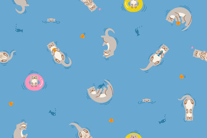 Moda's playful otters, fish, and seashells on otterly ripple blue Float by Ruby Star Society's Rashida Coleman Hale nautical cotton quilting fabric.
