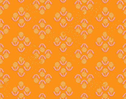 Bright orange puffball flowers cotton quilting fabric from Float by Ruby Star Society's Rashida Coleman Hale for spring and summer.