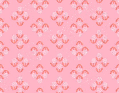 Moda's pink puff posies with leaves & stars for spring nursery Float by Ruby Star Society's Rashida Coleman Hale cotton quilting fabric.