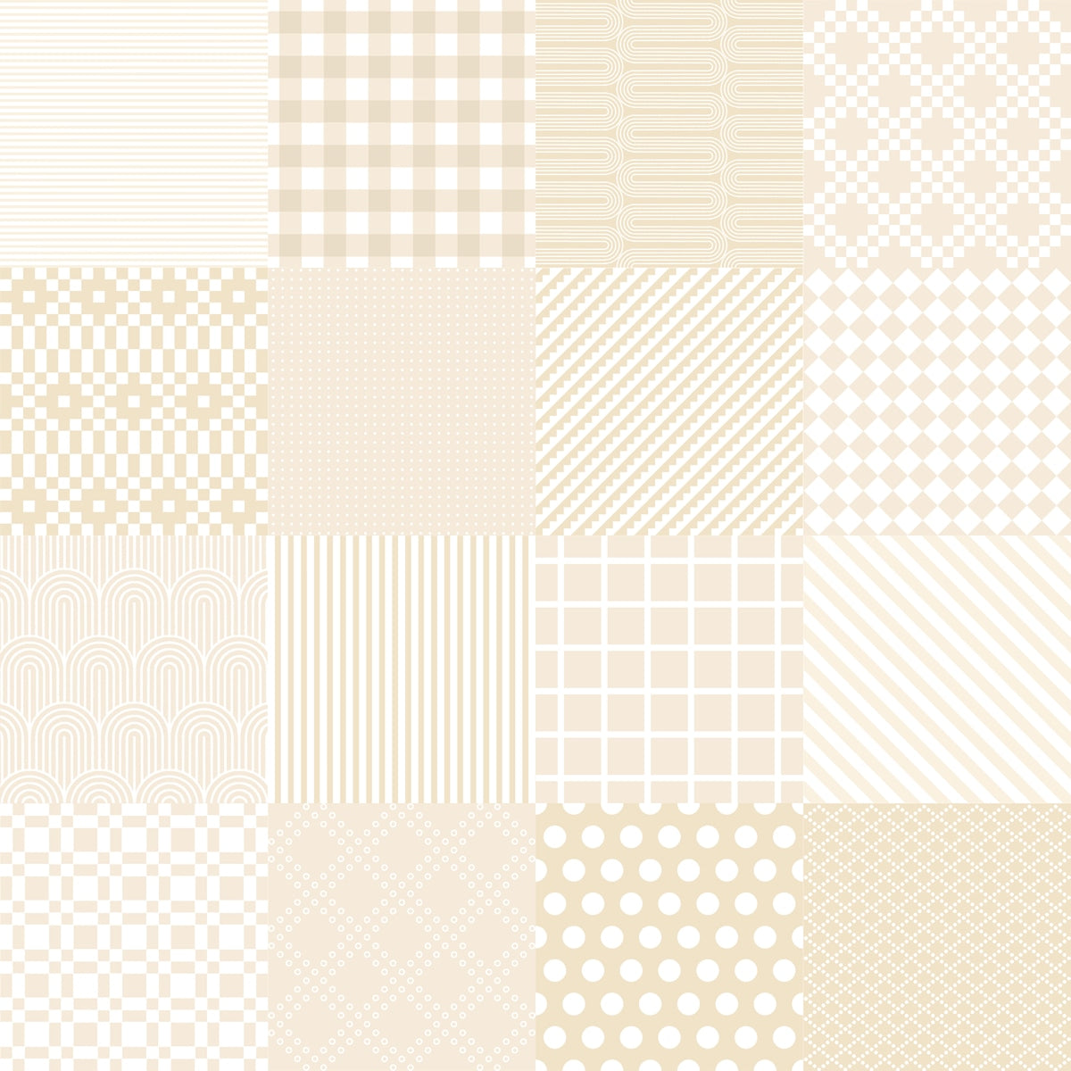 Moda's parchment sampler cheater print cotton quilting fabric. Float by Ruby Star Society's Rashida Coleman Hale, with geometric patterns in parchment and ivory.