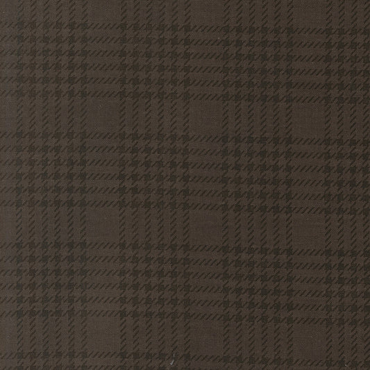 Moda's charcoal plaid cotton quilting fabric from Gothic Haunt by Stacy Iest Hsu, with black houndstooth texture.
