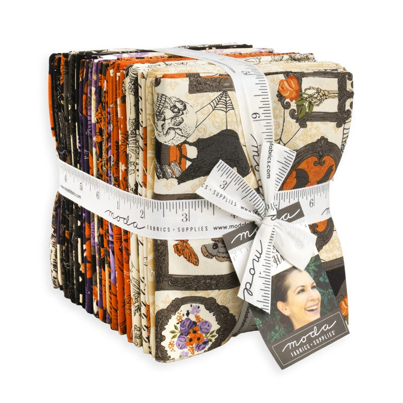 Moda's Gothic Haunt Fat Quarter Bundle by Stacy Iest Hsu. 31 fat quarters of cotton quilting fabric, 18 in x 21 in, SKU 21000AB.