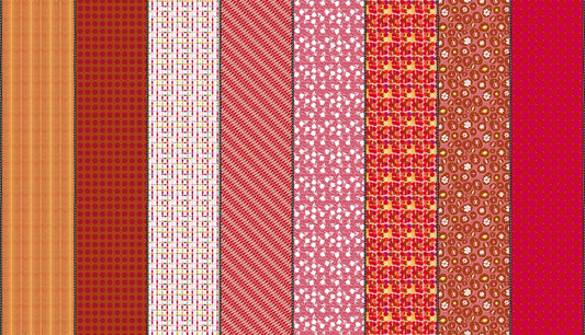 Moda's Lollie Jar by Jen Kingwell gold and amber orange chevron geometric cotton quilting fabric.