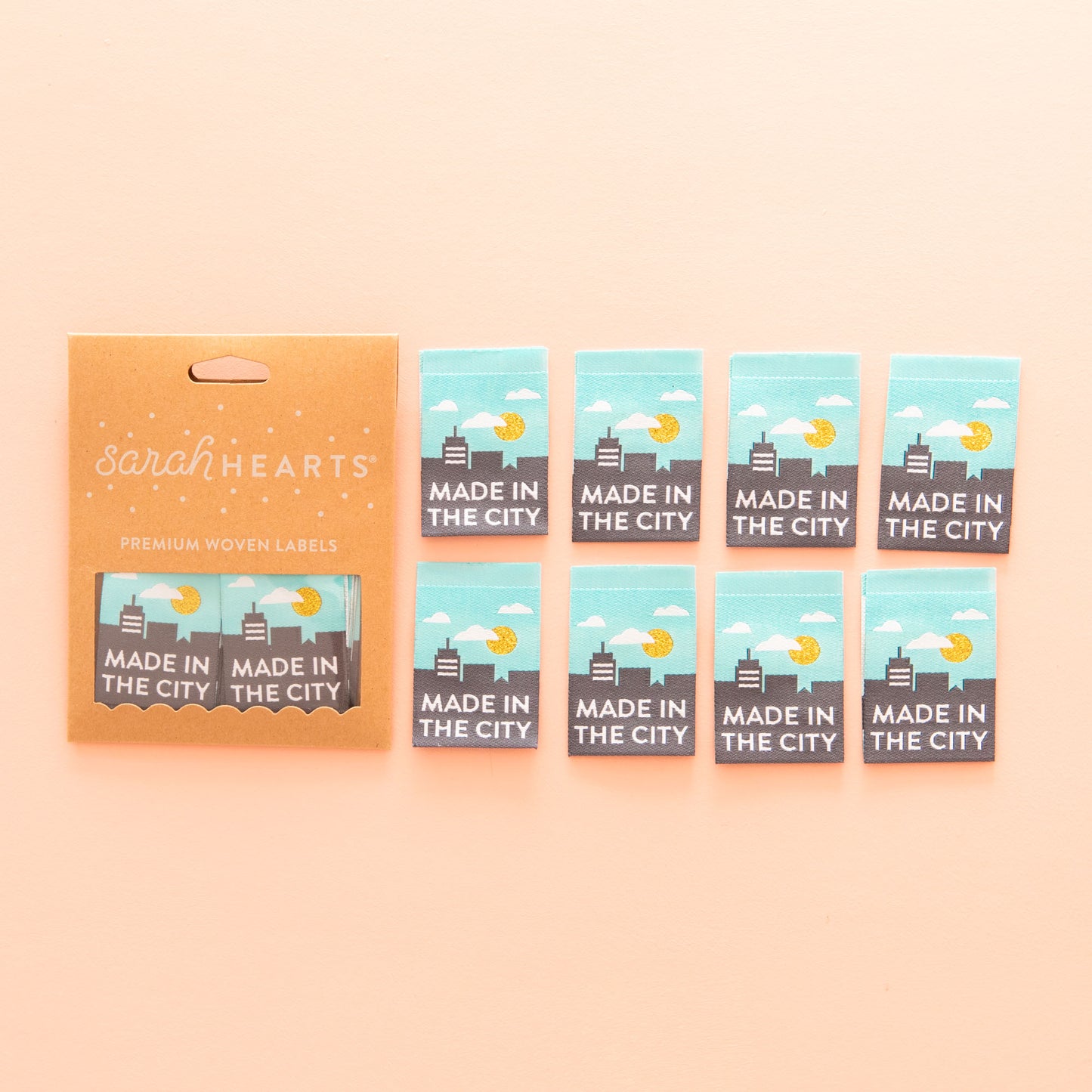 Sarah Hearts - Made in the City - Sewing Woven Clothing Label Tags - LP132