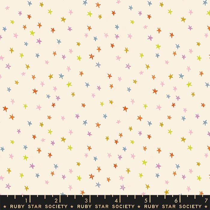 Cotton quilting fabric pattern called 'Mini Starry in Multi'. Part of the 'Starry' fabric collection. Designed by Ruby Star Society for fabric company Moda Fabrics. SKU: RS4110 20. 44-45 inch width.