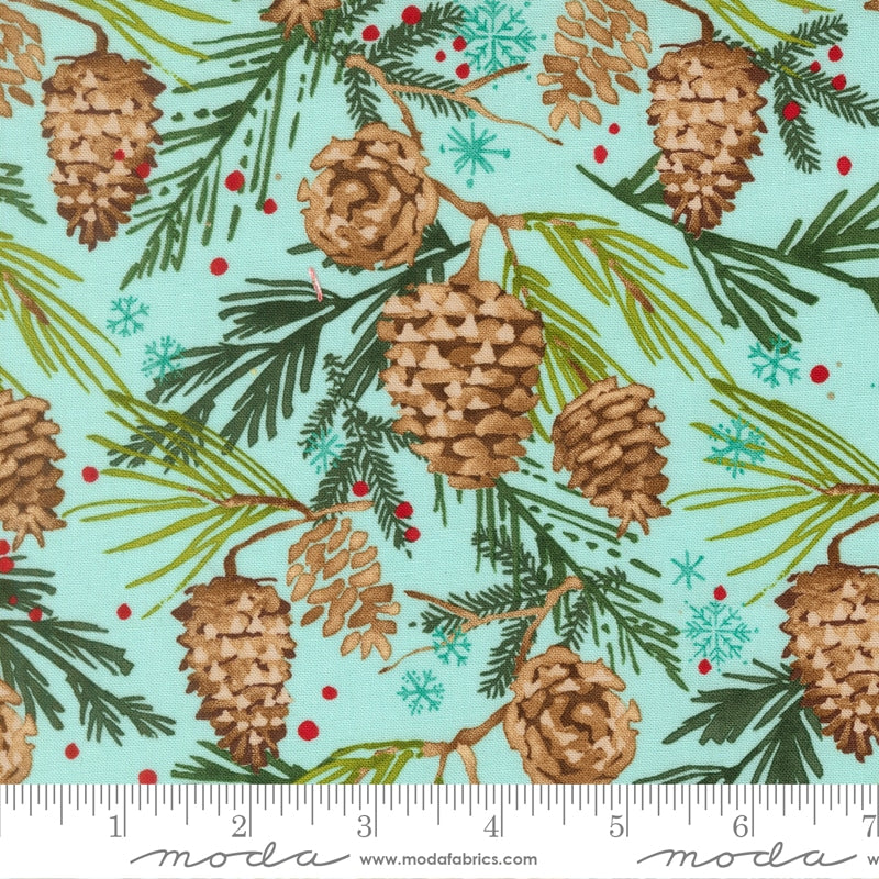 Pinecones Aqua - Mums Christmas by Robin Pickens for Moda - Half Yard Fabric (Preorder)