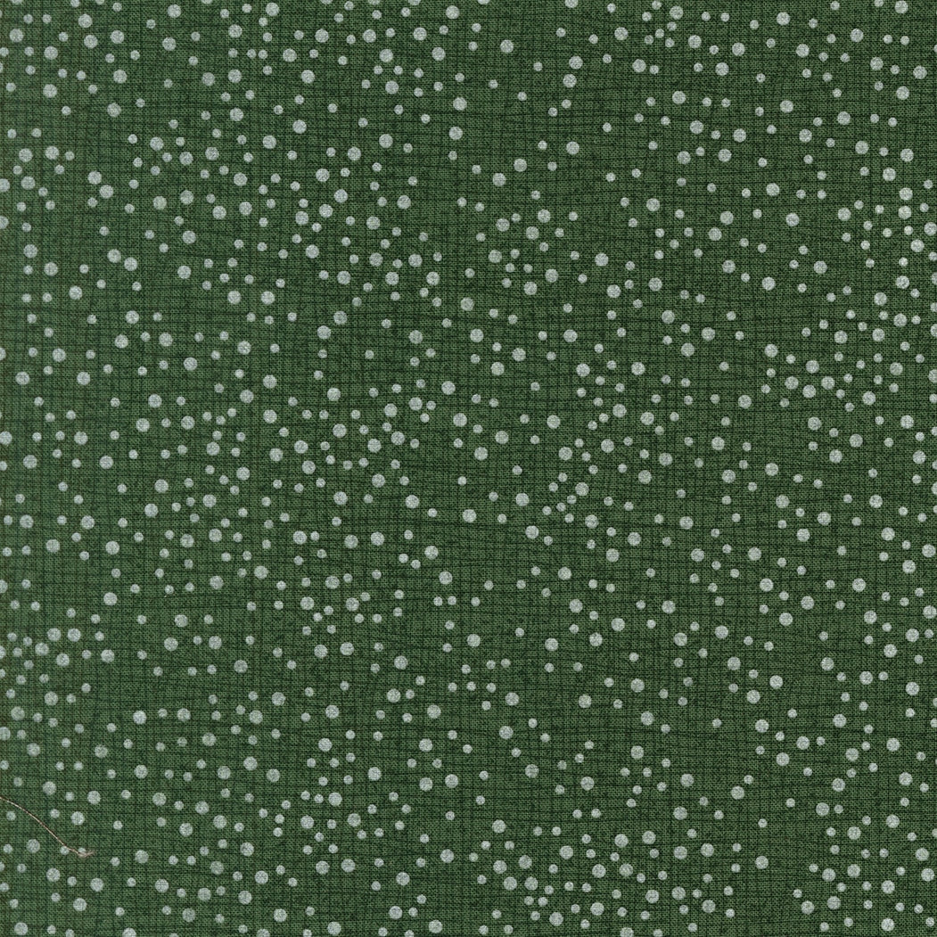 Moda's off-white scattered spots on juniper green Mums Christmas by Robin Pickens cotton quilting fabric.